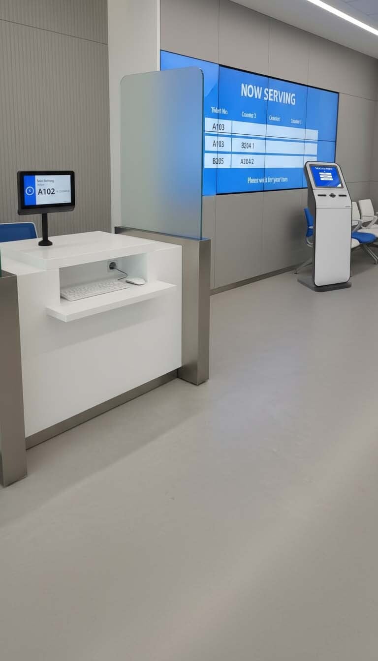 government queue management kiosk signage wavetec