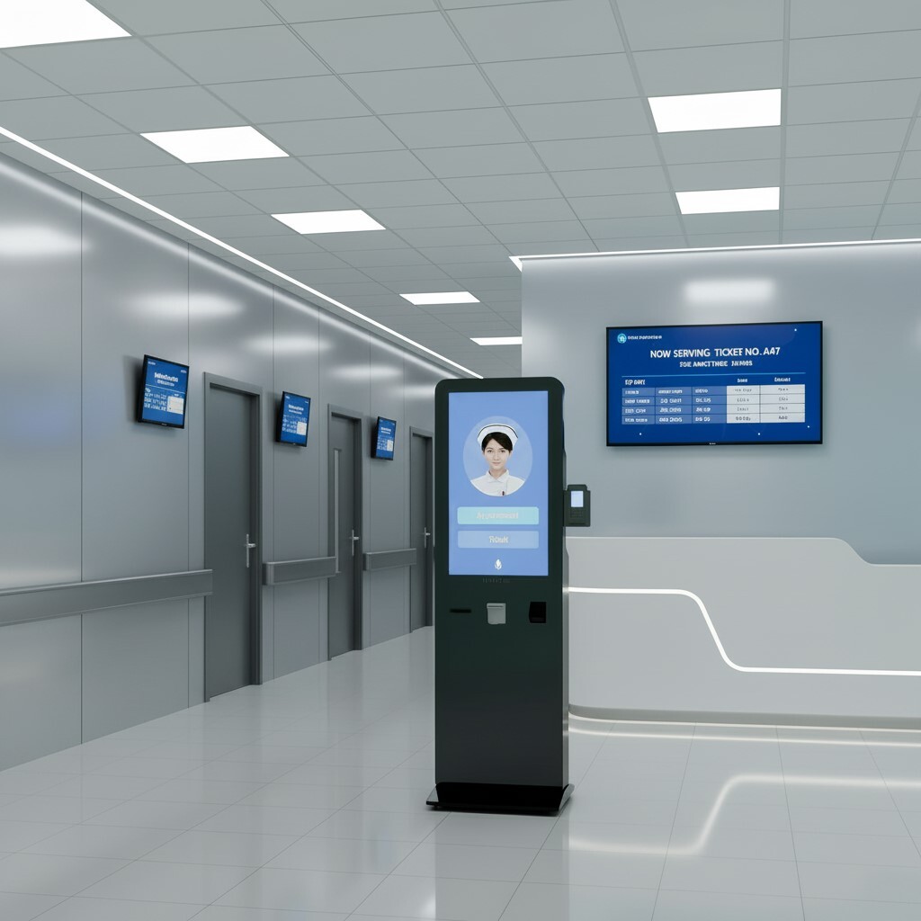hospitals clinics queuing system checkout kiosk wavetec