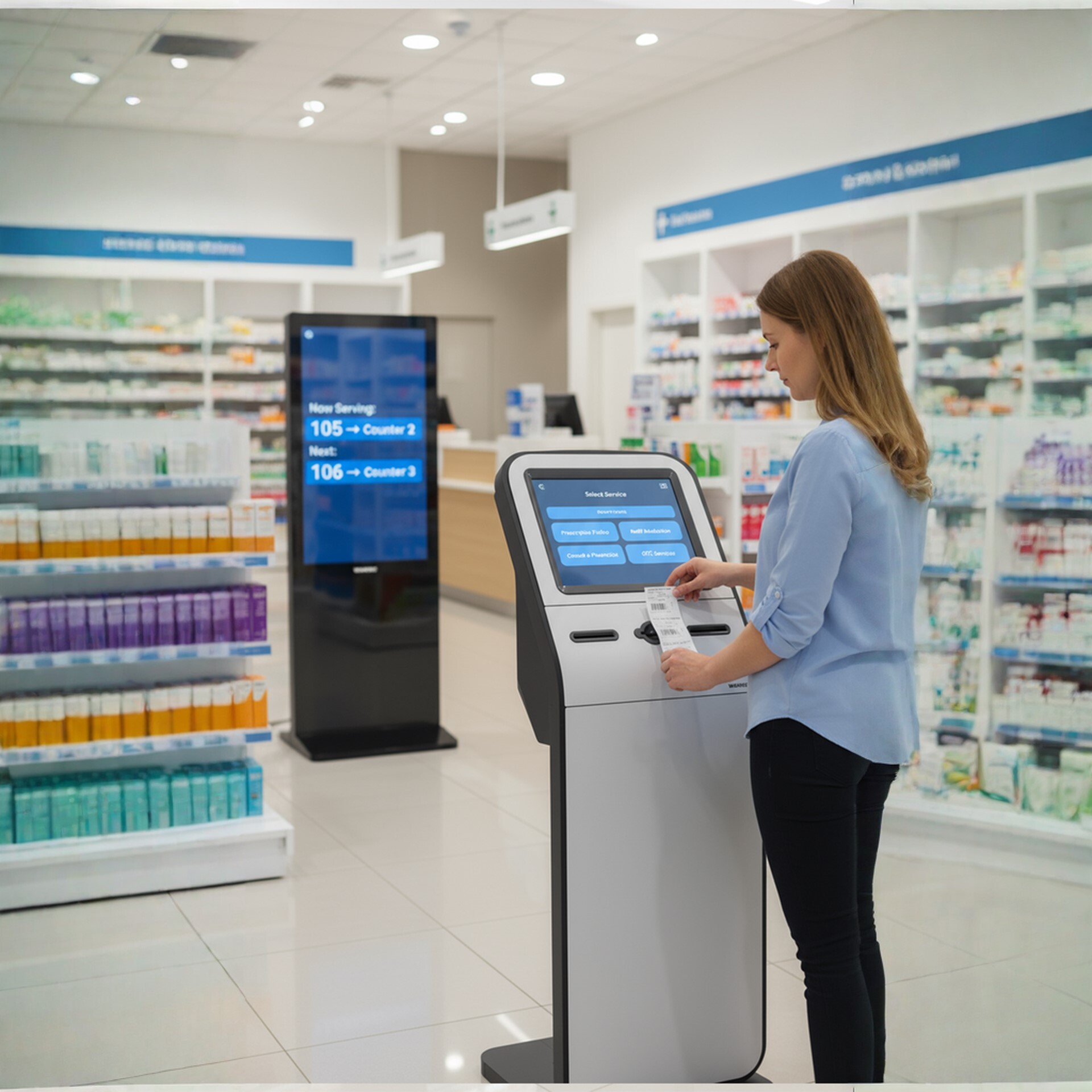 pharmacy queue management system wavetec queuing system and digital signage
